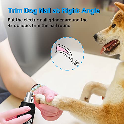 Casfuy Dog Nail Grinder Upgraded - Professional 2-Speed Whisper-Quiet Electric Pet Nail Trimmer Painless Paws Grooming & Smoothing for Small Medium Large Dogs & Cats (Black) - color: D-Black