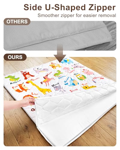 Foam Baby Play Mat, 50x50 Playpen Mat with Removable Cover | Machine Washable Cover, Thicken Cushioning Playmats for Baby, Non-Slip Bottom, Easy to Clean for Infants, Animal - color: Animal, size: 50" X 50"
