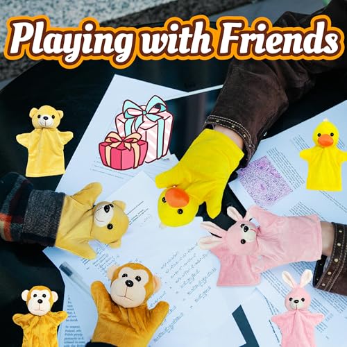Bunny Hand Puppets for Kids and Toddlers Party Favors (1 Pack), Farm Animals Plush Toys, Bunny Puppet Stuffed Animals, Rabbit Hand Puppet for Class Role Play, Easter Basket Stuffers and Egg Fillers - style: Bunny