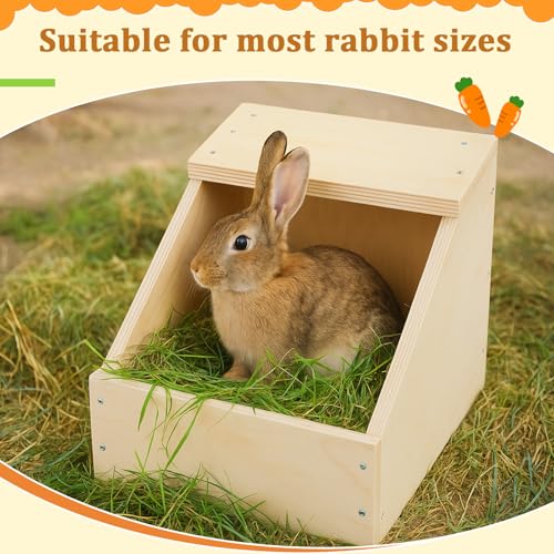 2 Pack Wooden Bunny Nesting Box 14x8x8 Inch Safe Birthing Hideout for Rabbit Doe & Newborn Kits, Nesting Box for Breeding,Small Animal Habitat for Hutch & Cage - size: 14x8x8 Inch