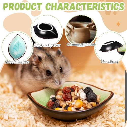 2 Pcs Hamster Food Bowl Ceramic Food Water Feeding Dish for Hamster Guinea Pig Hedgehog Gerbil Dwarf Rat Mice Chinchilla Sugar Glider(Leaf) - style: Leaf