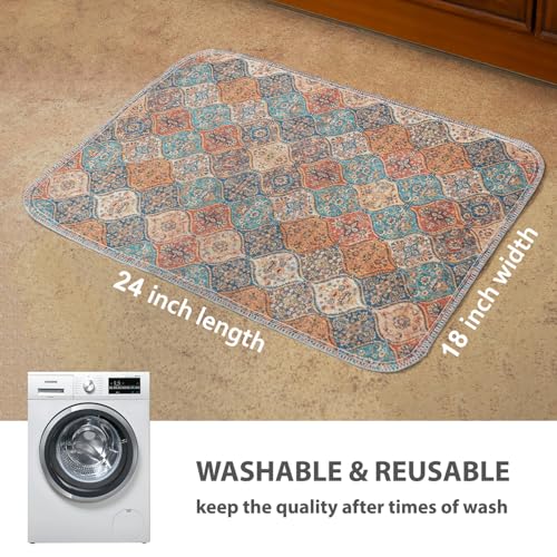 nunubaby Washable Pee Pads for Dogs, Stylish, Non-Slip and Leak-Proof Pee Mat. Ultra-Absorbent Reusable Potty pad for Crates and Floors.(Cream/Multi, 18" x24" ) - color: Cream/Multi, size: 18x24 Inch (Pack of 2)
