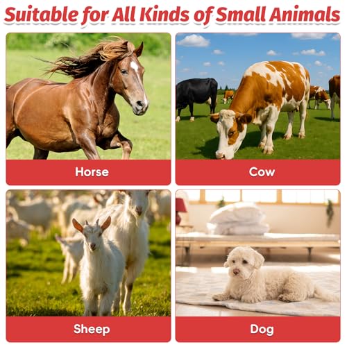 kathson 5 Rings Curry Comb Horse Brush Scraper Reversible Stainless Steel Livestock Shedding Comb with Soft Touch Grip for Dog Horse Grooming Supplies (Red)