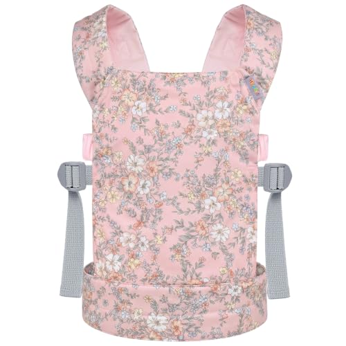 Doll Carrier for Toddler 100% Cotton Pretend Play Doll Carrier with Adjustable Straps 3 Carry Ways Stuffed Animal Carrier Baby Dolls Toddler Doll Accessories Gift - Pink - color: Pink