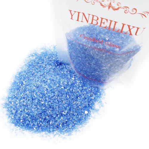 Crushed Glass Glitter, Broken Stones Shattered Glass Chips for Resin Art Crafts, Epoxy Resin Supplies, Geod Painting, DIY Art Projects, Jewelry Making, 2-4mm, 200g/7oz(Dark Blue) - color: Dark Blue