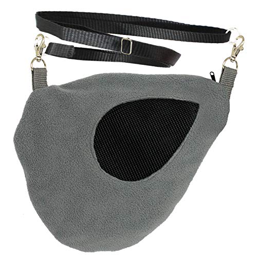 Exotic Nutrition Teardrop Carry Pouch (Grey) - Small Animal Fleece Bonding Pouch - for Sugar Gliders, Hamsters, Gerbils, Mice, Degus & Other Small Pets - color: Grey