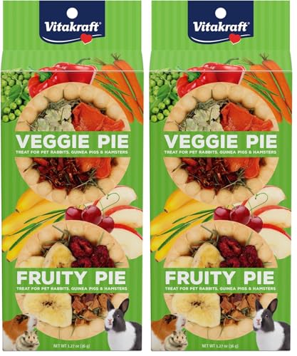 Vitakraft Veggie & Fruity Pie Treat for Pet Rabbits,Guinea Pigs,and Hamsters,2 Pies,Brown,24" x 50",1.27 Ounce,(Pack of 2) - size: 1 Ounce (Pack of 2)
