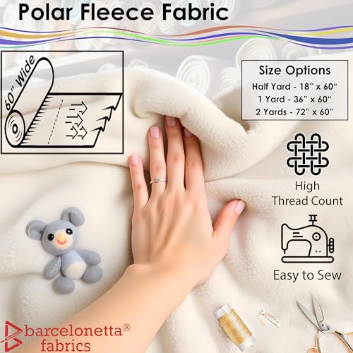Barcelonetta | Fleece Fabric | Blanket Fabric | 36"X60" | Polar Fleece | Soft, Plush, Anti-Pill | Poncho, Pillow Cover, PJ Pants, Cushion, Liners, Eye Mask (Baby Blue, 1 Yard) - color: Baby Blue, size: 1 Yard