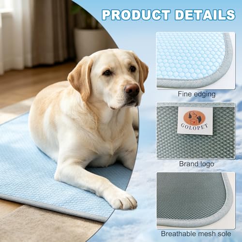 Large Dog Cooling Mat Ice Crystal Heat Dissipation,36x24in | Ice Crystal Structure,Cooling Fabric,Reinforced Design,Non-Slip Bottom