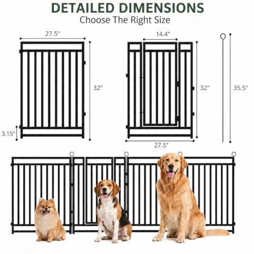 Thickened Outdoor Dog Fence, 32" H, 16 Panels for Yard & Camping | Easy Setup, Flexible Layouts, Thickened Panels, Heavy-Duty, for Medium & Large Dogs and Farm Use, Patented - size: 32" height, style: 16 Panels