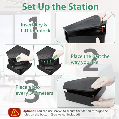 Anblak 2 Pack Rat Station Box with Keys, Rodent Station Keeps Rats Away, Keeps Children and Pets Safe, Key Unlocking, Reusable & Long-Lasting, Indoor & Outdoor - size: 2