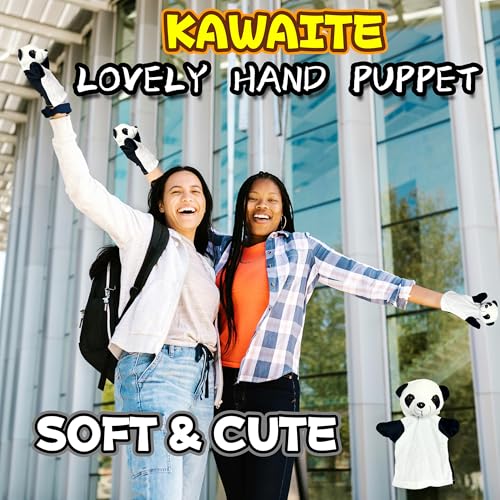 Panda Hand Puppets (1 Pack) for Toddlers and Kids Party Favors, Soft Stuffed Animals Finger Toy, Pre-School Pretend Play, Panda Hand Puppet Plush Toys for Home ＆ School Role Play, Goody Bags Filler - style: Panda