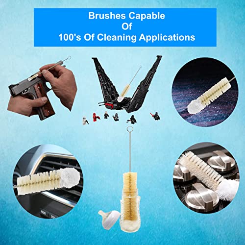 Bendable Bottle Brush Set - Soft Bristle Crevice & Small Cleaning Brushes for Narrow Spaces & Test Tubes