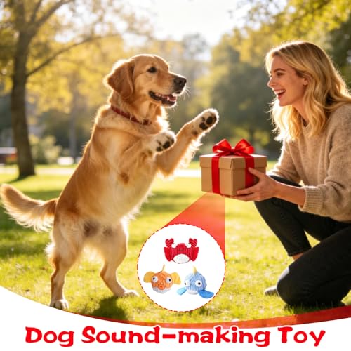 Squeak Dog Toys for Aggressive Chewers, No Stuffing Squeak Dog Chew Toys for Aggressive Chewers, Interactive Dog Toy Ball with Crinkle Paper for Medium Dogs, Large & Small Breeds (A-Red Crab) - color: A-Red Crab