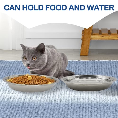 kathson 8 Pcs Stainless Steel Cat Food Bowls, Replacement Whisker Relief Cat Metal Dishes, Shallow Wide Cat&Dog Food and Water Bowl Suitable for Pet Feeding Stand, Dishwasher Safe (7.00 Inch Dia.) - size: 7.00 Inch Dia.