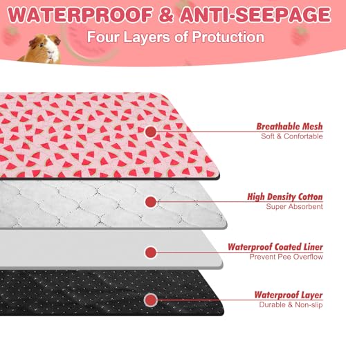 2 PCS Guinea Pig Cage Liner, Reusable Waterproof Guinea Pig Liner, Washable Small Animals Bedding, Super Absorbent Pet Pee Pads Guinea Pig Mats, Rabbit Mats for Cages (48 * 48 inch) - size: 48*48 inch 2pack