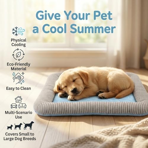 Dog Cooling Mat for Summer, Self Cooling Ice Silk Pet Bed Mat for Crate, Sofa & Car Seats, Breathable Washable Pressure Activated Cool Pad for Small, Medium, Large Dogs and Cats (Pink Mat, Small)