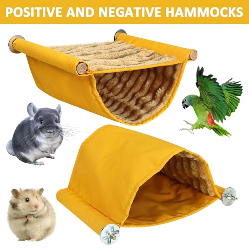 Warm Hamster Hammock House Mouse Rat Hanging Swing Bed Guinea Pig Cage Bedding Small Pet Animal Double Layer Cage Tent Hut Nest for Winter Mouse Rat Hamster Play Sleep