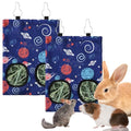 JarThenaAMCS 2 Pcs Rabbit Hay Feeder Bag with 2 Holes Guinea Pig Hanging Hay Feeding Bag Blue Galaxy Storage Dispenser for Chinchilla Hamster Bunny Small Animal Pet, 11.5 x 9 Inch