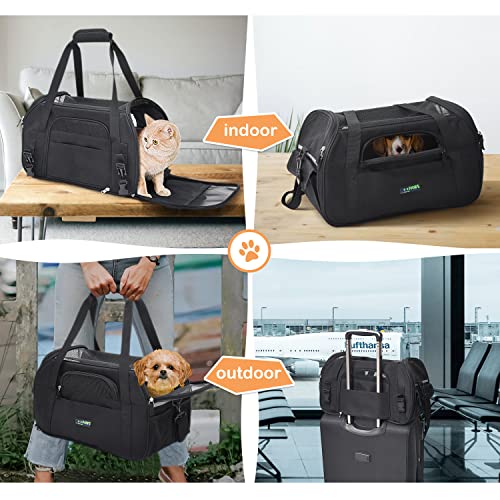 JESPET Soft-Sided Kennel Pet Carrier for Small Dogs, Cats, Puppy, Airline Approved Cat Carriers Dog Carrier Collapsible, Travel Handbag & Car Seat - color: Black, size: 17.0"L x 9.0"W x 11.5"H