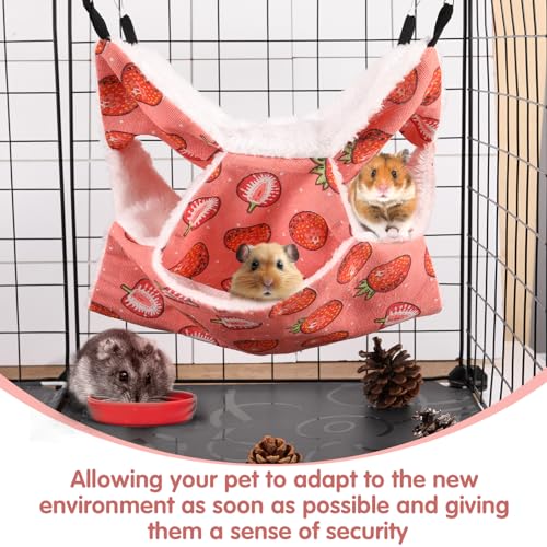 3 Layer Guinea Pig Cage Hammock, Cute Rat Hamster Hanging Hammock Bed Soft Warm Small Animals House Cage Accessories Toy for Ferret Squirrel Chinchilla Parrot Sugar Glider - color: Raspberry Red