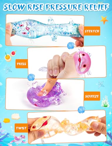 4PCS Glitter Axolotl Stress Relief Ball 4 Colors Axolotl Sensory Fidget Toy | Cute Axolotls Toys for Adults Kids, Soothing Classroom Office Birthday Party Gift (4 Colors) - style: 4PCS (New Glitter)