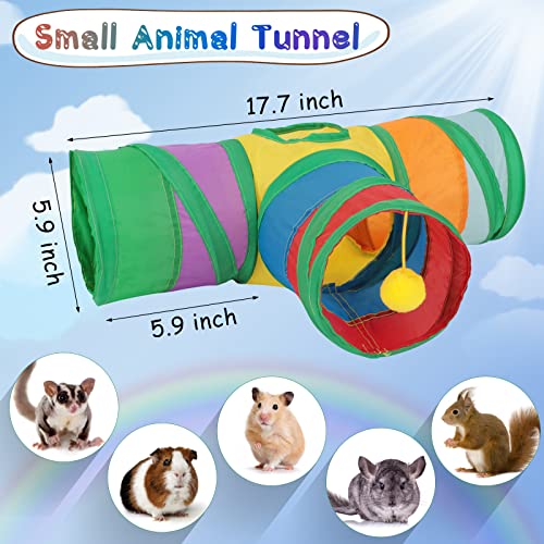 YUEPET Guinea Pig Tunnel, 3-Way Collapsible Play Tunnel with Ball, Rainbow | Guinea Pig Toys, Guinea Pig Play Tubes, Hanging Play Ball, Peekaboo Opening, Folds for Storage, 5.9 in Entrance - color: Rainbow