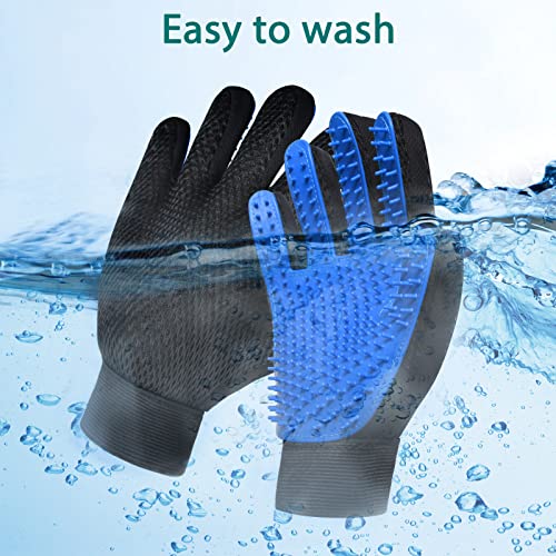 Cat Grooming Glove Brush, Pet Hair Remover Tool, 1 Pair Reusable Dog Hair Fur Remover for Carpet, Furniture, Couch, Clothes, Eco-Friendly and High efficiency (Blue) | Reusable Dog Hair Fur Remover for Carpet, Furniture, Couch, Clothes, Eco-Friendly and Hi