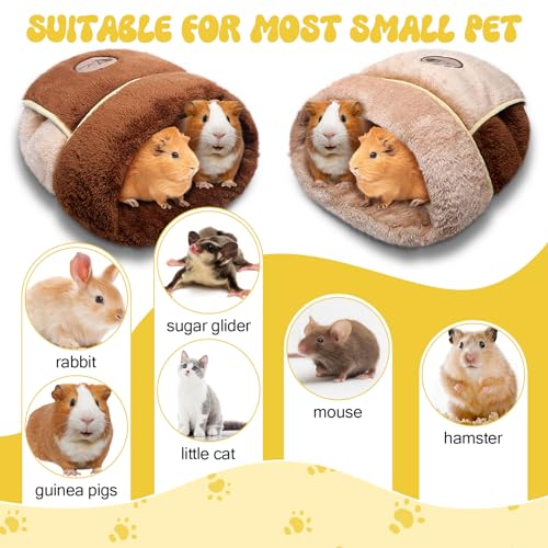 2 Pcs Guinea Pig Bed Cuddle Warm Hideout Small Animal Sack Cozy House Bedding Sleeping Cushion Portable Pet Carrier Cage Nest for Rabbit Hamster Rat