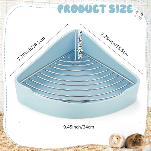 Eccliy Ceramic Corner Litter Box for Small Pets, Tip-Proof, Chew-Resistant, Triangle Potty Trainer Pet Pan for Ferret, Guinea Pig, Rat, Bunny, Chinchilla, Hedgehog, Sugar Glider, Hamster(Sky Blue) - color: sky blue