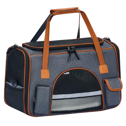 Pesen Large Soft Cat Carrier, 20 x 12 x 11 Inches, Holds Up to 28 lbs | Spacious Anti-Collapse Pet Carrier with Multiple Storage Pockets for Medium Cats, Puppies, Rabbits and Other Small Animals