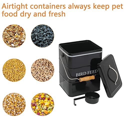 Bird Feeder,Bird Food Jar Pet Food Storage Airtight Food Storage Container-Black - color: Black