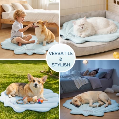 Dog Cooling Mat Washable Pet Cooling Mat, Self Cooling Mat for Dogs Large | 47" x 45", Thick Portable Foldable Cooling Pad for Indoor Outdoor, Crate, Travel, Camping and Beach - color: Blue, size: Large