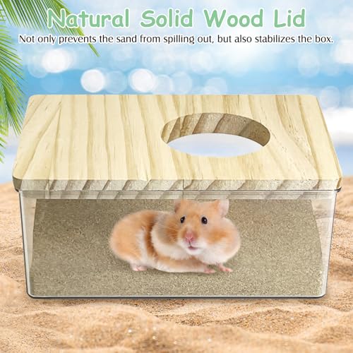 kathson Hamster Sand Bath Box Transparent Gerbil Bathroom & Digging Box Acrylic Small Syrian Hamster Litter Box Hamster Dust Bath Container Cage Accessories for Lemming Mice (Small Rectangle) - size: Small - Rectangle