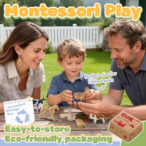 10-Piece Realistic Farm Animal Figures, Educational Toys for Toddlers 3-5 Years Old, Sensory Play & Learning Toys for Preschool Kids, Boys & Girls