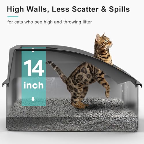 AIPERRO Stainless Steel Litter Box | XXL Deepened 8" Design Enclosed Box with Lid for Big Cats | High Sided, Anti-Urine Leakage | Non-Stick Bottom & Includes Litter Mat & Metal Scoop - color: Dark Grey, size: XX-Large