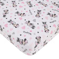 Disney Minnie Mouse My Happy Place Pink, Black, Gray, and White 100% Cotton Nursery Fitted Crib Sheet - color: Minnie Mouse - My Happy Place