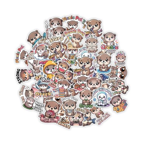Vybonz Otter Sticker Cute Animal Decal Funny Cartoon Animal Wildlife | Otter Stickers with Cute Animal Characters for Otter Lovers, Laptop, Water Bottle, Journal and Notebook Use - color: Otter, size: 3in