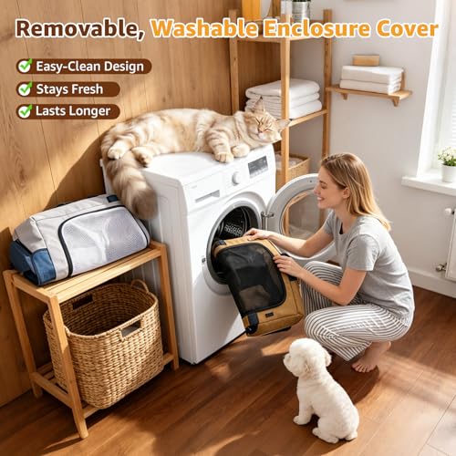 LOOBANI Small Dog Playpen, 32"x24"x22", Foldable & Portable, Blue | Puppy Cat Playpen Indoor, with Sturdy Steel Frame, Travel Dog Crate with Carry Bag, Removable Washable 690D Fabric Cover - color: Blue-Gray
