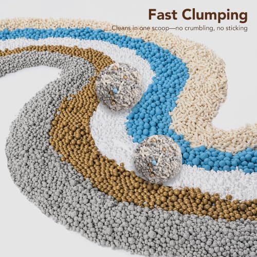 Thereye 5-in-1 Mixed Cat Litter, Upgraded for Automatic Litter Box, Fast Clumping, Ultra Absorbent, Dust-Free Natural Clumping Cat Litter, Odor Control, Non-Sticky for Multi-Cat Households (7.9lbs*2)