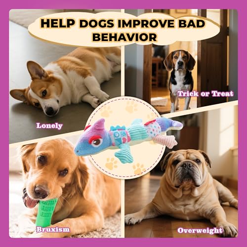 Squeaky Dog Toys Stuffed Plush Pet Toy, Eliminates Boredom for Small Medium Breed, Chewing and Playing Tug of War to Keep Them Busy (Chameleon) - color: Chameleon