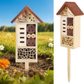 Lulu Home Wooden Insect House with Stake, 19.7 X 3.4 X 5.4 Inch | Hanging & Inserting Two Mount Ways, For Bee, Butterfly, Ladybirds, Beneficial Insect Habitat, Bug Hotel Garden