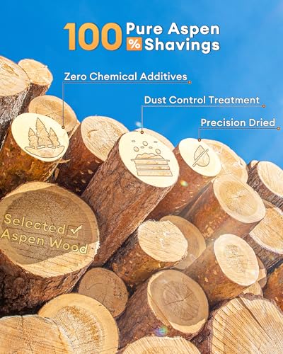 BUCATSTATE 100% Natural Aspen Hamster Bedding Low Dust Odor Control | Aspen Shavings Soft Burrowing Substrate for Hamster, Guinea Pig, Rat, Gerbil, Chinchilla and Small Pets