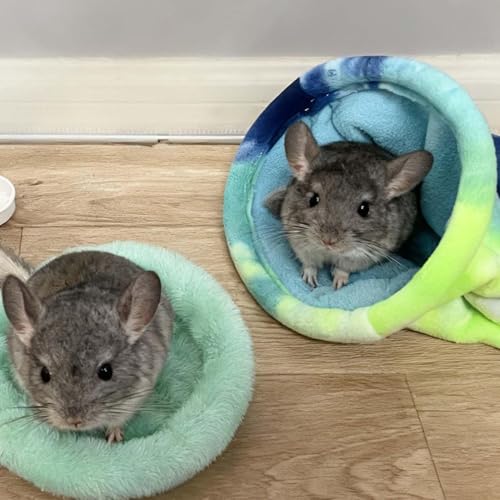 kathson Guinea Pig Snuggle Sack, Soft Fleece Sleep Sacks Large Guinea Pig Hideout Small Animal Hideout Pet Sleeping Bag for Hamster Rat Chinchilla Ferret, 2pcs (Green) - color: Green
