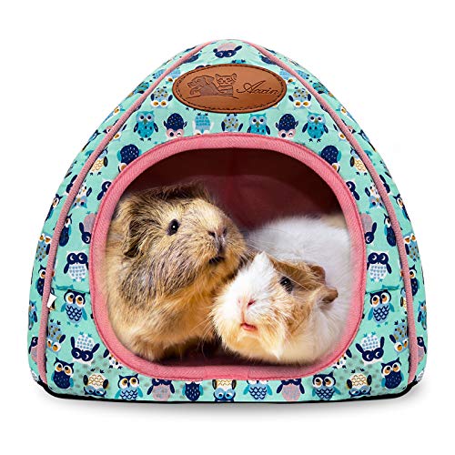 Guinea Pig Bed Hideout, Washable Hamster Cave for Small Animals | Removable Cushion for Cleaning, Warm Fleece Nest, Washable Bed, 10.23 x 10.23 x 11 in, Dwarf Rabbits Hedgehogs - color: Navy Blue