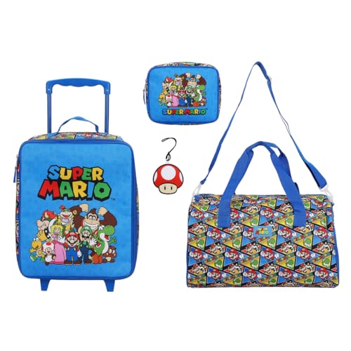 Super Mario Bros Group Shot & All-Over Character Print 14" Pilot Case Set - color: Super Mario Bros Group Shot
