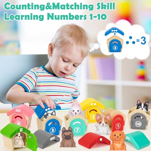 Learning Toys for Toddlers 1 2 3 Year Old Toddlers, 20Pcs Puppy Finger Puppets for Kids, Montessori Counting, Matching & Sorting Toy, Christmas Birthday Gifts for Baby Boys Girls Age 12-18 Months - style: PUPPY