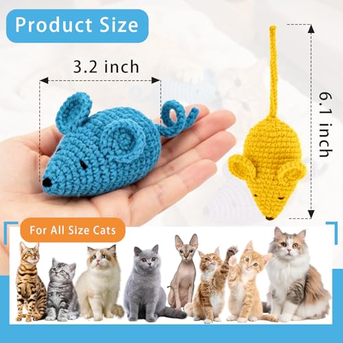 Retro Shaw Catnip Cat Toys Crochet Mouse, Pack of 6 | Hand-Knitted, Durable and soft, Catnip & Silvervine Blend, Safe Teeth Cleaning, Indoor Interactive Fun - style: Mouse-6