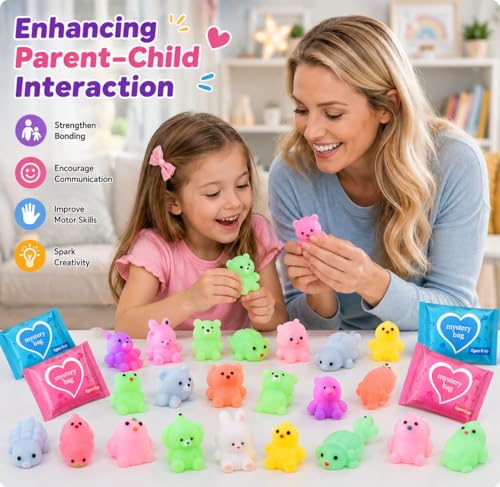 100 PCS Mystery Bag Animal Mochi Squishy Toys, Mini Blind Bags Bulk Cute Kawaii Sensory Fidget Surprise Toys for Kids, Classroom Prizes, Party Favors, Treasure Box Rewards, Goodie Bag Stuffers - color: 100pcs Mochi Toys
