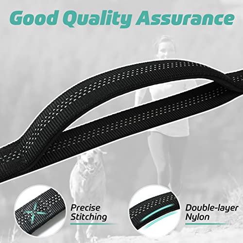 rabbitgoo Tactical Dog Leash, Heavy Duty Training Bungee Lead | Military Leash with 2 Padded Control Handles for Medium Large Dogs, No Pull for Shock Absorption, Reflective, Black, 5.2FT - color: Black, size: Max: 5.2ft